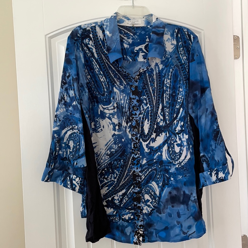 Tahari Woman 3/4 Sleeve Ocean 3X Blouse
